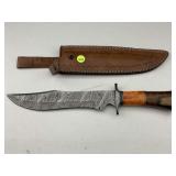 Damascus Steel Handmade Bowie Knife with Sheath