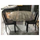 Glass top dining table w/2 chairs, approx