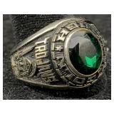 10k Gold Class Ring W/emerald, Tw 12.8g, Sz 12