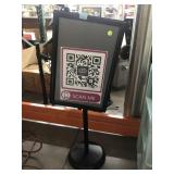 Metal stand up sign, approx 33in tall
