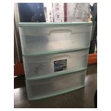 Sterilite 3-Drawer plastic cabinet, approx 24in