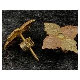 10k Gold Black Hills Earrings, Tw 1g, 4 Leaves