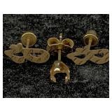 14k Gold Earrings W/screw Back, Tw 0.6g