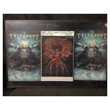 Framed together as three album covers, artwork