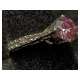 1.10 Cts Pink Diamond Sterling Silver Ring Tw 3.2g