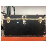 Black trunk w/metal hardware, approx 31x16x17in