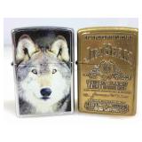 Zippo Flip Top Lighters. Jim Beam & Wolf