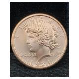1 Oz Pure Copper, Us Peace Token Design