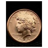1 Oz Pure Copper, Us Peace Token Design