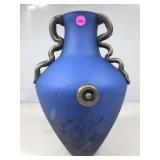 A vintage Italian art glass amphora vase is