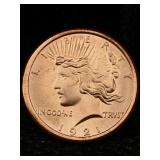 1 Oz Pure Copper, Us Peace Token Design