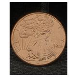 1 Oz Pure Copper, Us Walking Liberty Token Design