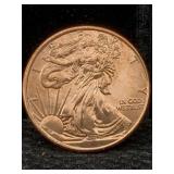 1 Oz Pure Copper, Us Walking Liberty Token Design