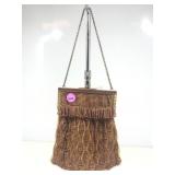 A vintage amber seed bead, flapper evening purse,