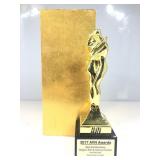 This is an official 2017 AVN award trophy mounted