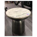 White marble top stool w/metal base, approx