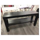 Wood 2-tier shelf, approx 5x10x18in