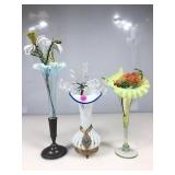 Lot of three vintage small glass vases two of