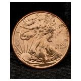 1 Oz Pure Copper, Us Walking Liberty Token Design