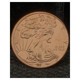 1 Oz Pure Copper, Us Walking Liberty Token Design