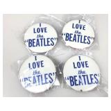 4 Vtg I Love The Beatles 3in Pinback Buttons