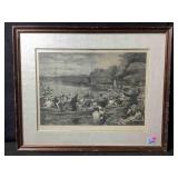 A framed artwork titled A College Regatta by the