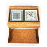 Vtg Lederer De Paris Travel Clock & Barometer