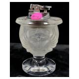 A vintage Lalique Tete de lion frosted crystal