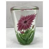 Super thick art glass vase titled orient flumes