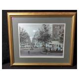 This framed lithograph print is titled Les Grands