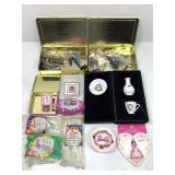 Box lot of small Barbie collectibles 19 pieces in