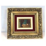 A vintage small, still life oil, painting on
