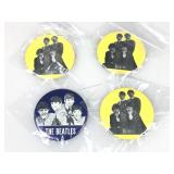 4 Vtg Beatles 3in Pinback Buttons