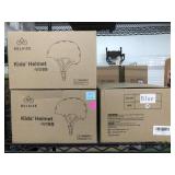 3 Belsize Kids helmets in box, all blue sz M