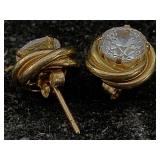 14k Gold Earrings W/cz Stones, Tw 2.4g