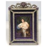 This is a hand painted classical portrait plaque