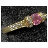 9K Gold Ring w/stones, tw 2.2g, sz 8