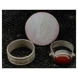 3 Sterling Silver Rings, Tw 26.9g, Sz 6.5, 7.5 &