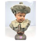 An antique polychrome terra-cotta bust of a young