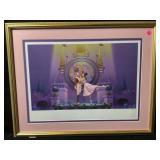 This framed art print depicts a romantic scene