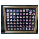 This is a black casino, poker chip wall, display