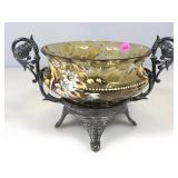 Very fancy and ornate serving bowl on four legged