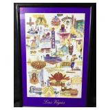 This framed vintage Las Vegas pictorial poster