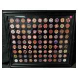This is a black casino, poker chip wall, display