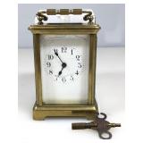 French Brass Carriage Clock w/ Key