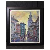 This framed artwork is titled Venice, yellow