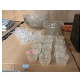 Clear glass cups, Punch bowl and more