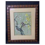 This is a vintage Asian style, bird and floral,