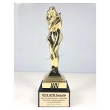 This is an official 2018 AVN award trophy mounted