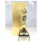 This is a 2018 AVN award trophy mounted on a